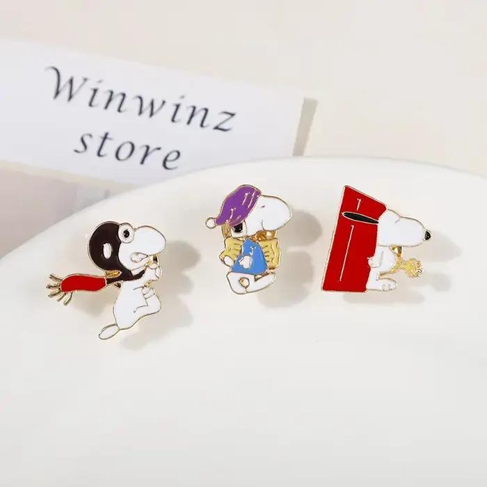 Badges métalliques Snoopys, broche Woodstock, bouton de dessin animé, broche en alliage, Badge pour