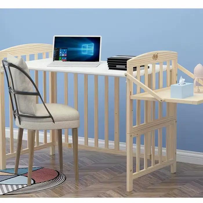 Lit bébé en bois de pin massif, lit double multifonctionnel, extensible jusqu'à 168 cm, adapté aux e