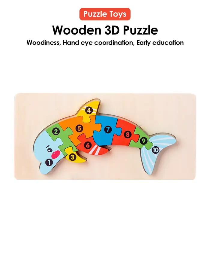 Puzzles 3D en bois, animaux de dessin animé éducatifs, apprentissage précoce, Cognition, Intelligenc