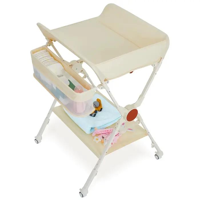 Table à langer pliable pour bébé, station à couches roulante, organisateur de chambre d'enfant avec