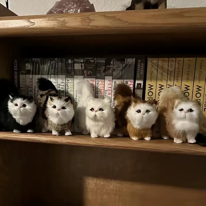 Jouets en peluche de chat de Simulation, modèle de chaton en peluche doux, faux chats, animaux réali