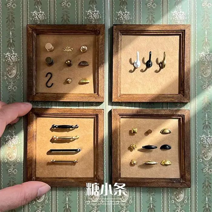 6 pièces 1:12 1:6 Mini poignées bricolage maison de poupée tiroir armoire porte poignée meubles bout
