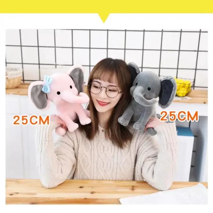 Jouets en peluche éléphant gris de 25cm, animaux Kawaii, oreiller en peluche doux pour dormir, poupé