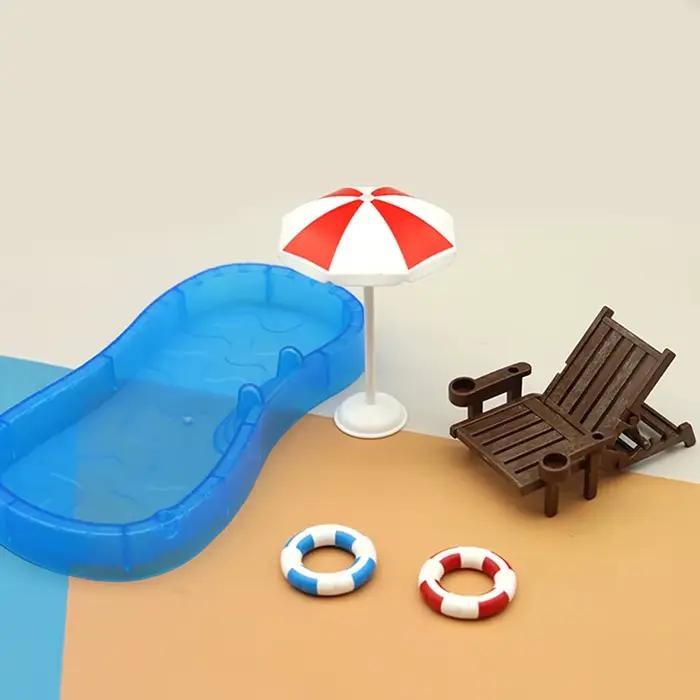 Jeu de simulation de maison de beurre pour enfants, mini piscine, chaise de plage circulaire, modèle