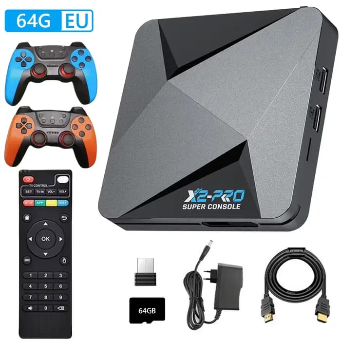 (EU) nouvelle Console de jeu rétro X2 PRO 64/128/256GB 4K TV Box plus de 65000 jeux intégrés avec 2