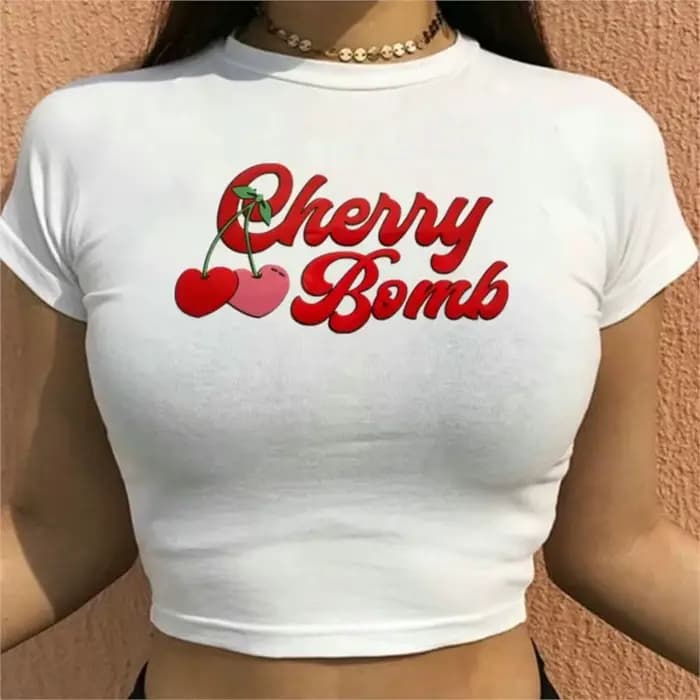 T-shirt pour fille, haut court, style fille, modèle des années 90, mignon, grunge, yk2, style féeriq