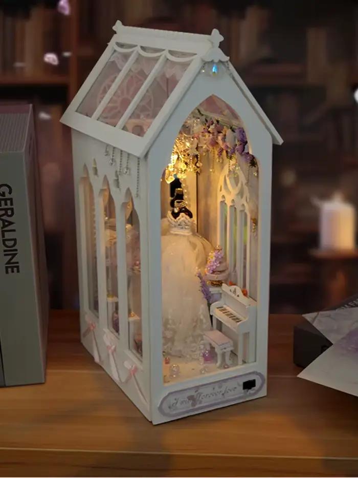 Bricolage coin livre maison de poupée caisse en bois meubles miniatures maison de poupée étagère éta
