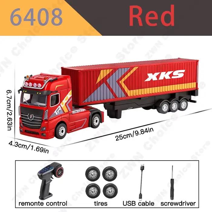 WLtoys 6408 1/64 Camion Tracteur RC en Alliage avec Lumières, 4x4, Klaxon, Commande Indépendante, Co