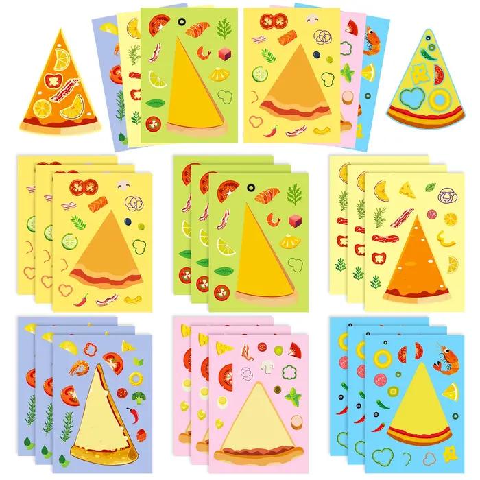 Autocollants de puzzle pour enfants, 6 pizzas pour tous les goûts, faites un visage, à assembler soi