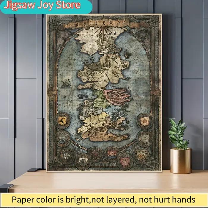Un puzzle mettant en scène une carte de Westeros sans faille, parfait pour les amateurs de puzzles.