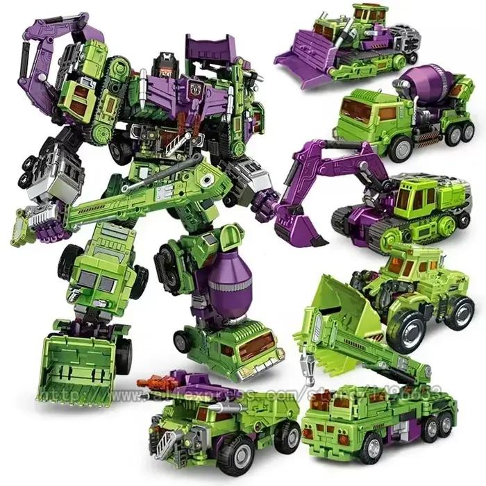 Figurine de transformation 6 en 1 NBK 42CM Devastator, robot KO, voiture, excavatrice, mixeur, modèl