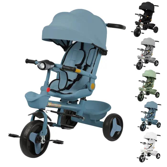 Tricycle à partir de 10 mois, Tricycle pour enfants, siège rotatif, auvent pliable avec parasol, por