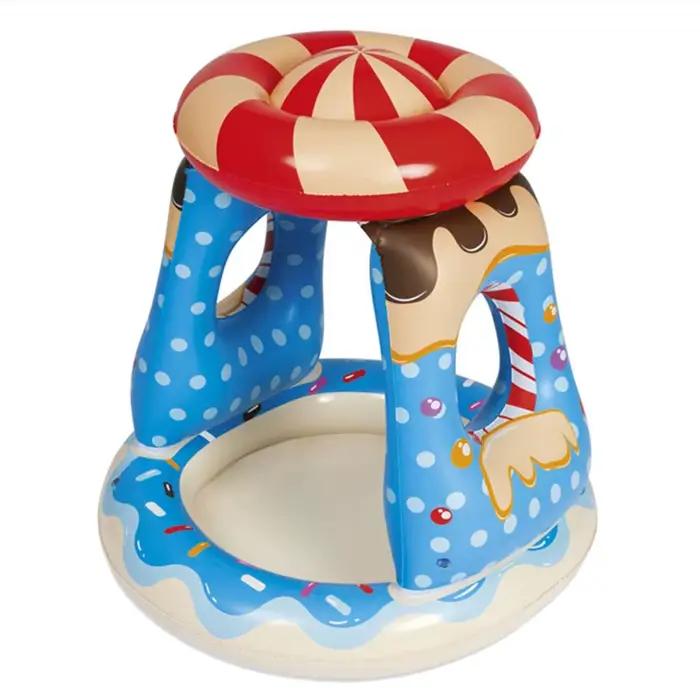 Piscine gonflable avec parasol pour enfants, design d'arbre AMP, île tropicale, jeu d'eau amusant en