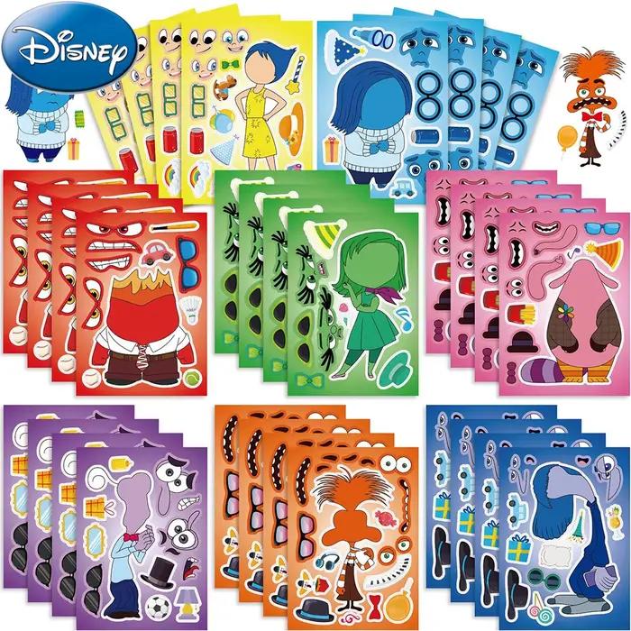 8/16 feuilles film de dessin animé Disney à l'envers 2 autocollants de Puzzle faire un visage jeu am