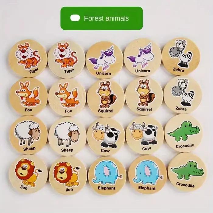 Jeu de mémoire en bois pour enfants, jouet explorez ecs pour bébés, fruits, animal, leone nitive, fo