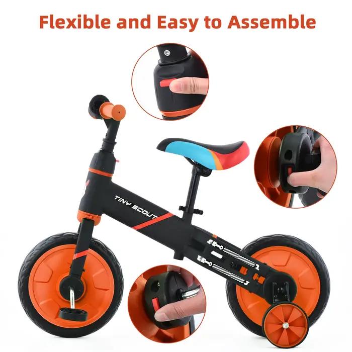 UBRAVOO-Vélo d'équilibre Tiny Scout, 3, 4, 5 ans, 4 en 1, roues de support et pédales en option, dég