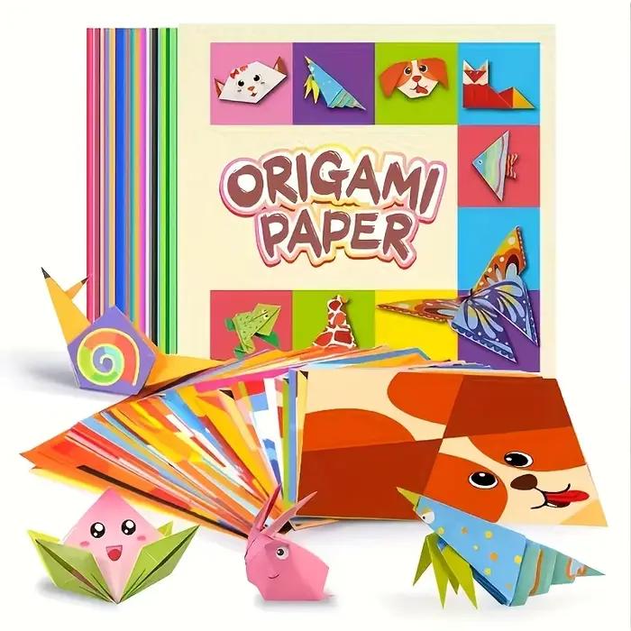 Ensemble d'origami coloré comprenant 54 feuilles d'origami double face et livret d'instructions adap