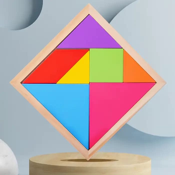 Puzzles Tangram en bois pour enfants avec 7 pièces colorées, jouet d'apprentissage éducatif pour gar