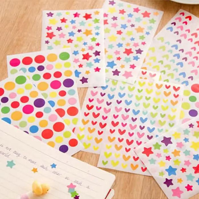 Autocollants mélangés en papier pour enfants, points, cœur, étoile, mignon, coloré, jouets, album, j