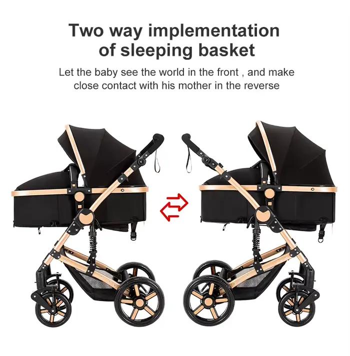 Système de voyage pour bébé 3 en 1, poussette pliable légère avec berceau, siège auto détachable inc