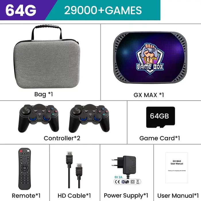 Console de jeu vidéo rétro GX MAX pour PSP/PS1/N64/Sega Saturn/DC avec EmuELEC4.6 et Android11 S905X