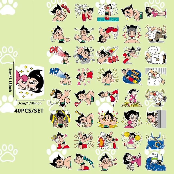 40 pièces d'autocollants Astro Boy (série animée pour enfants) – Pour la décoration DIY sur la papet