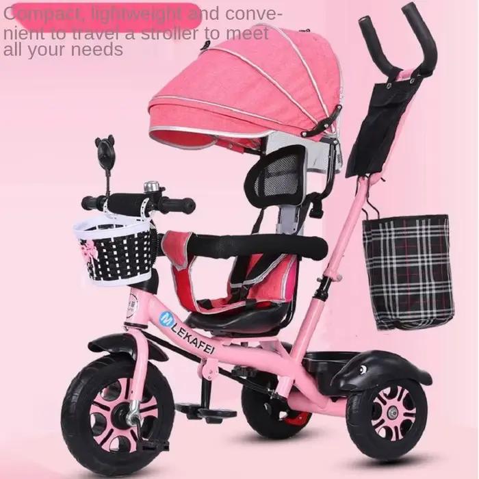 Tricycle enfant LazyChild avec siège rotatif, cadre métallique, pour 1-5 ans, vélo bébé, poussette a