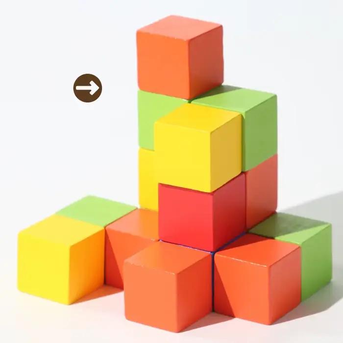 Cubes colorés blocs de construction en bois, 50/100 pièces, jouet carré empilable en bois, jouets d'