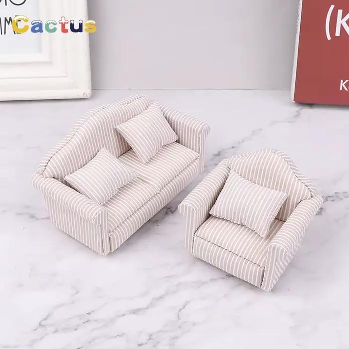 Mini meubles de maison de course, canapé avec oreiller pour maison de beurre, jeu de simulation pour