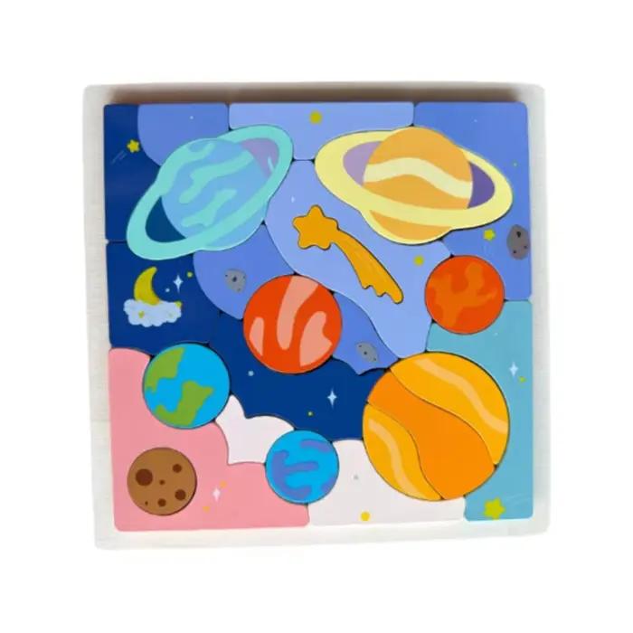 Jouets en bois nouveau Montessori huit planètes Puzzle terre soleil système solaire planètes Cogniti