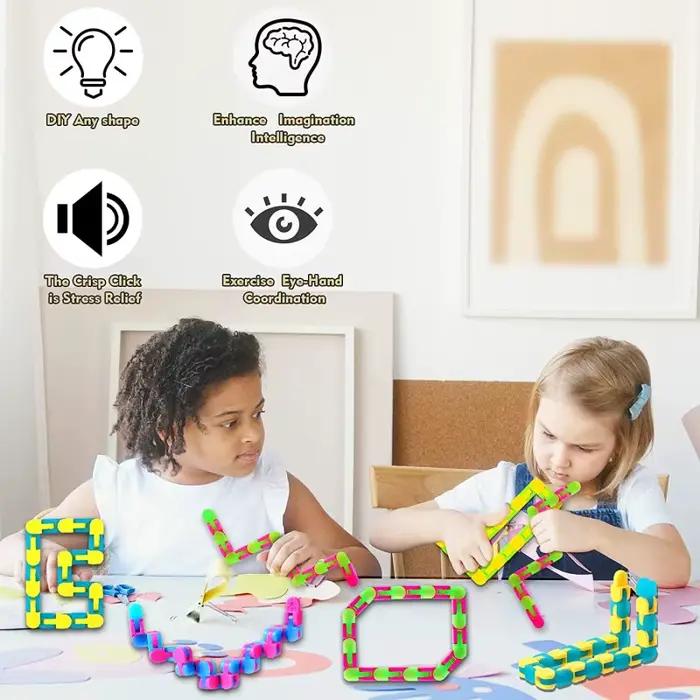 24 nœuds farfelu pistes Fidget jouets brillent dans la nuit jouet pour enfants chaîne de vélo soulag