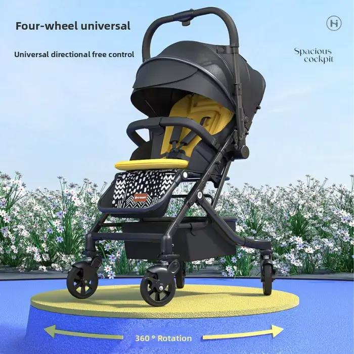 Poussette universelle légère à quatre roues pour bébé, assise et couchée bidirectionnelle, réversibl