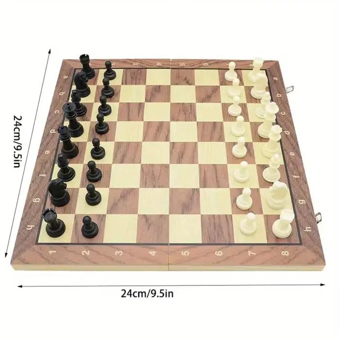 Jeu d'échecs international en bois massif, magnétique, pliable, éducatif, délicat, pour améliorer l'