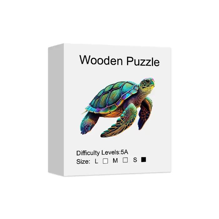 Puzzle en bois de tortue de mer, pièces de forme uniques, puzzle en bois pour adultes, cadeau de noë