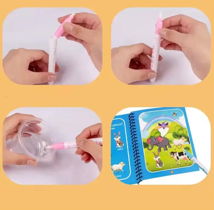 Livre magique de dessin à l'eau, jouets Montessori, livre de coloriage réutilisable, livre de dessin