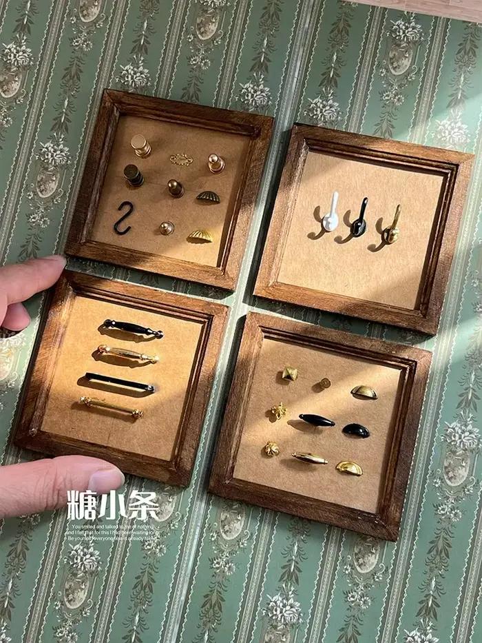 6 pièces 1:12 1:6 Mini poignées bricolage maison de poupée tiroir armoire porte poignée meubles bout