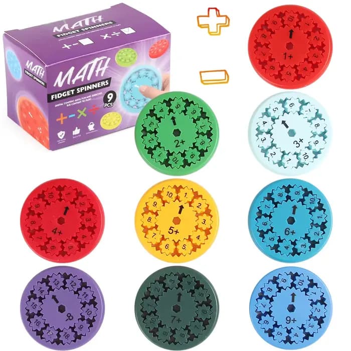 9 pièces de jouets mathématiques Fidget Spinners pour l'apprentissage de la multiplication et de la