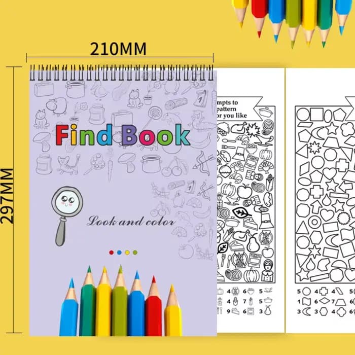 Livre d'objets cachés interactifs pour les jeunes, formation à la concentration et plaisir éducatif