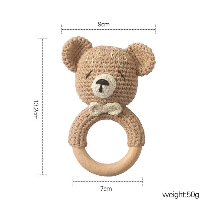 Anneau de dentition en bois pour bébé, hochet, jouet, Bracelet de sucette, produit Mobile, landau, c