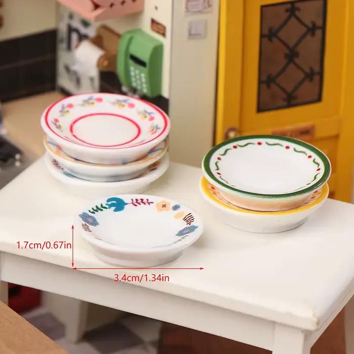 5 pièces 1/12 Mini assiettes plats modèle Simulation cuisine décoration maison de poupée poupées mai