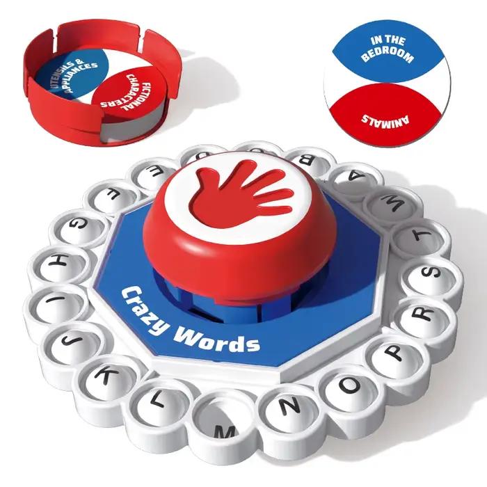 Crazy Words – jeu de société anglais, amusant en famille rapide, jeu de Puzzle à pression des lettre