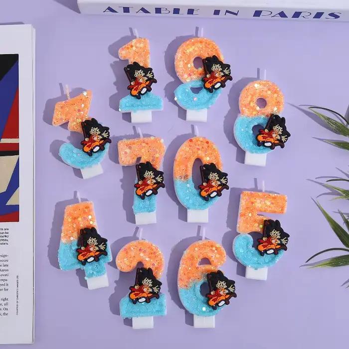 Bandai Dragon Ball Wukong bougie 3D 0-9 chiffres personnage de dessin animé décorations de gâteau de