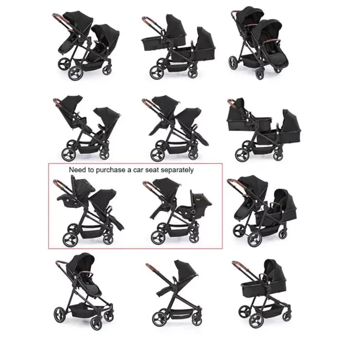 NOUVEAUX poussettes légères multifonctions pour jumeaux Poussettes pour deux enfants à bord landau 2
