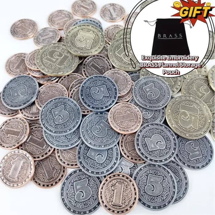 Accessoires pour jeux de société – Pièces de monnaie en laiton, version lourde de grande taille, 77