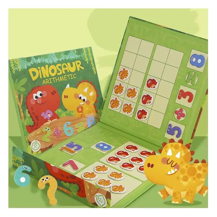 Livre d'arithmétique pour enfants, jeux Montessori, dinosaures magnétiques, Addition, soustraction,