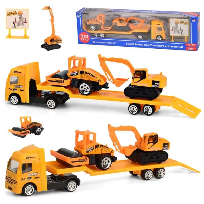 Mini jouet de camion de remorque, modèles d'hélicoptère de camion de véhicule de Construction en all