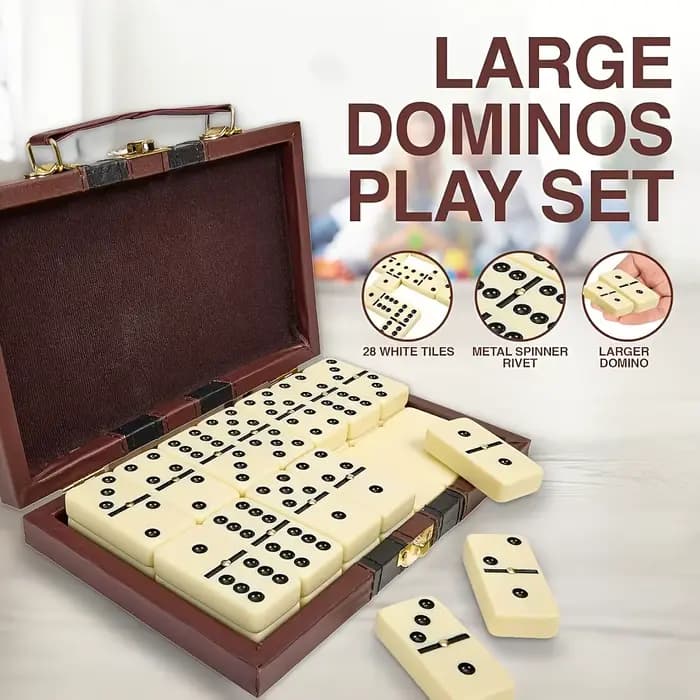 1 jeu de dominos classique, dominos double six de qualité supérieure, 28 tuiles épaisses blanches, j