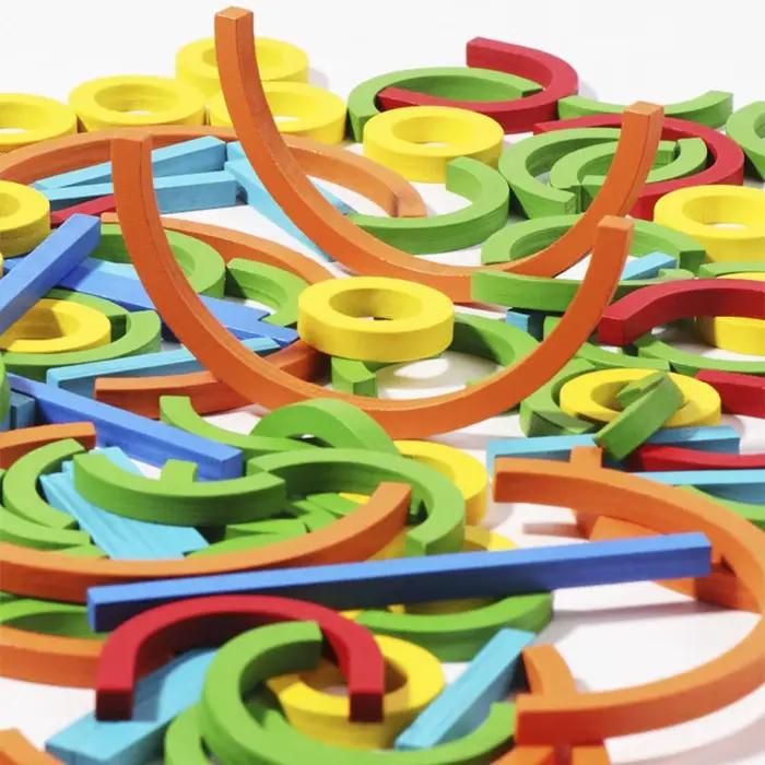 Bâtons et anneaux créatifs en bois, Puzzle, jeu d'intelligence, jouets éducatifs Montessori pour enf