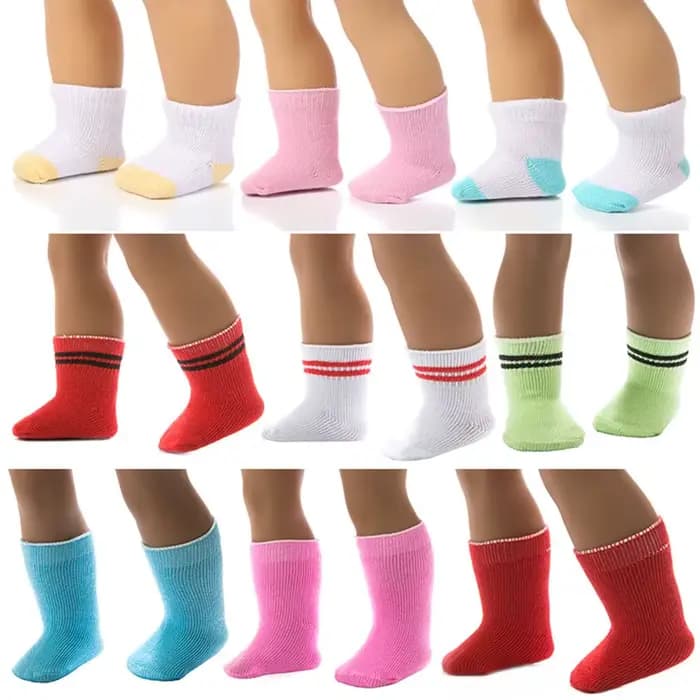 1 paire de chaussettes de couleur unie pour poupée de 18 pouces et vêtements de poupée de 43cm, acce