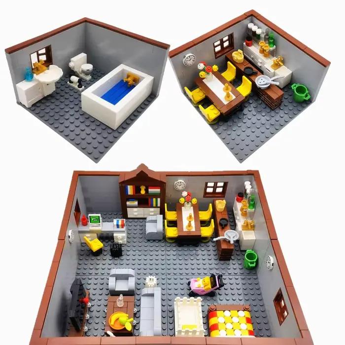 Maison de ville blocs de construction jouets pour enfants garçons fille bricolage cadeaux MOC brique